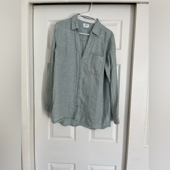Sigrid Olsen Linen Button Down Top Size Medium Light Blue - Picture 3 of 14